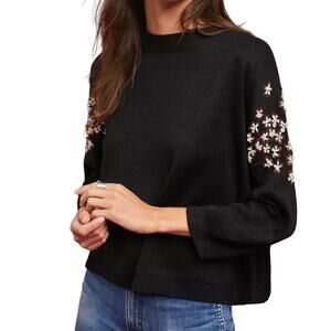 Anthropologie Lili Sidonio Molly Bracken Sequin Beaded Floral Sweater Small Top